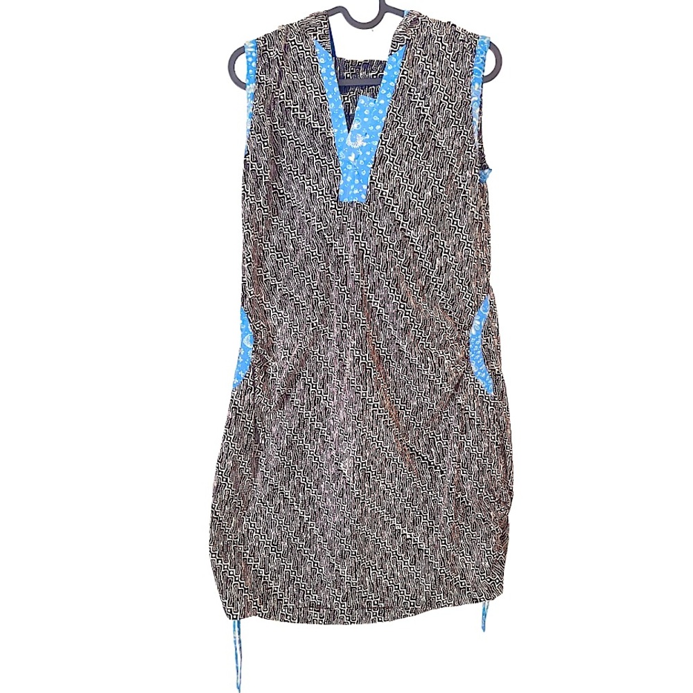 100% Cotton Batik‎ Shift Dress Swim Cover With Hood and Pockets NWT One Size